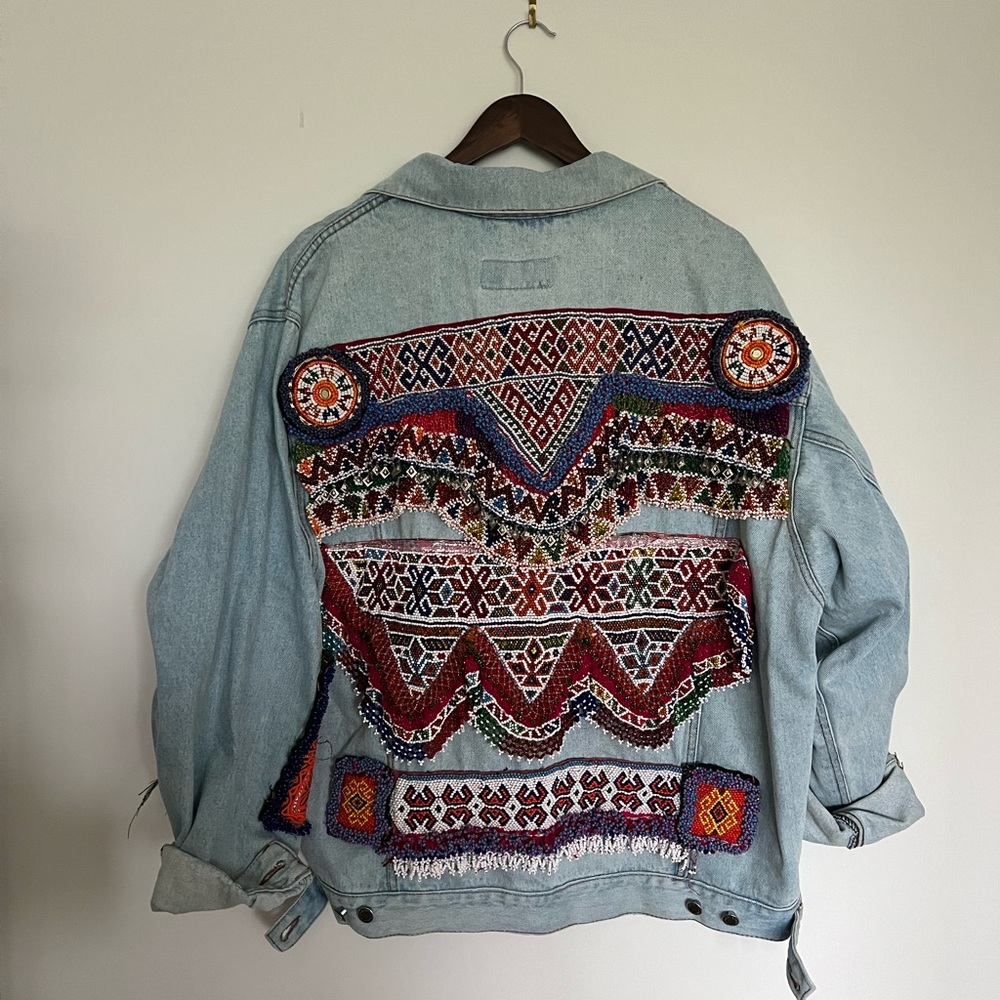 Vintage Beaded and Embroidered Denim Jacket